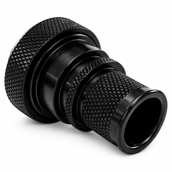 Rear view of EMCA Electro-Mechanic A37-796 Straight Screened Adaptor in Black Zinc Nickel finish