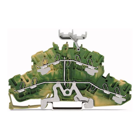 WAGO TOPJOB®S 2002 Series Rail Mounted 4 Conductor Double-Deck 8 Conductor Ground (Earth) Terminal Block PE - 2002-2437