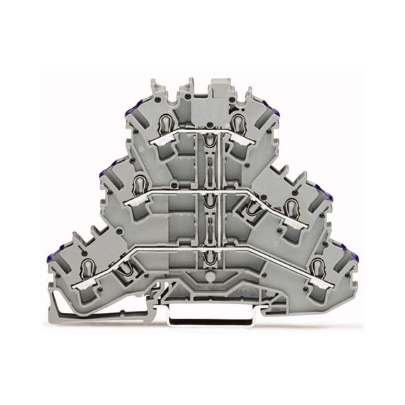 WAGO TOPJOB®S 2002 Series Rail Mounted Triple-Deck 6 Conductor Through Terminal Block L - 2002-3208