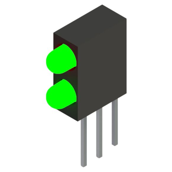 Side view of MARL 109 Series PCB Mounted LED with Green LED (Part Number: 109-314-13)