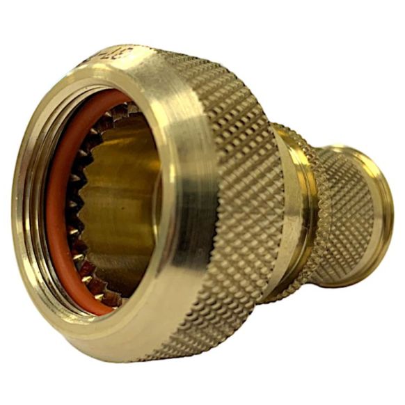 Front view of EMCA Straight Screened Adaptor in Aluminium Bronze Passivated finish (Part Number: A37-796-4910)