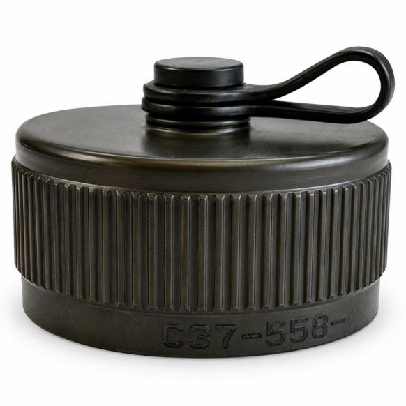 Front view of EMCA Electro-Mechanic C37-558 Receptacle Cap in Olive Drab Cadmium finish