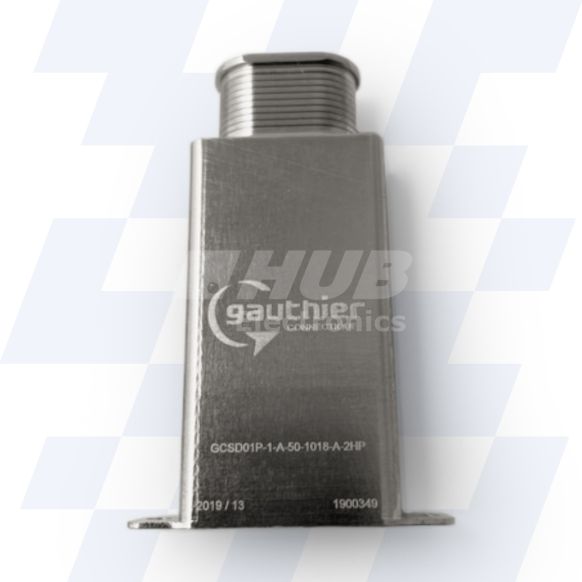 GCSD01P-1-E-50-0608-A-2 - Gauthier Shielded D-Sub Adaptor, Size E (09), Height of 50mm, Elliptical Spout Size 0608, MIL-DTL-24308, Electroless Nickel